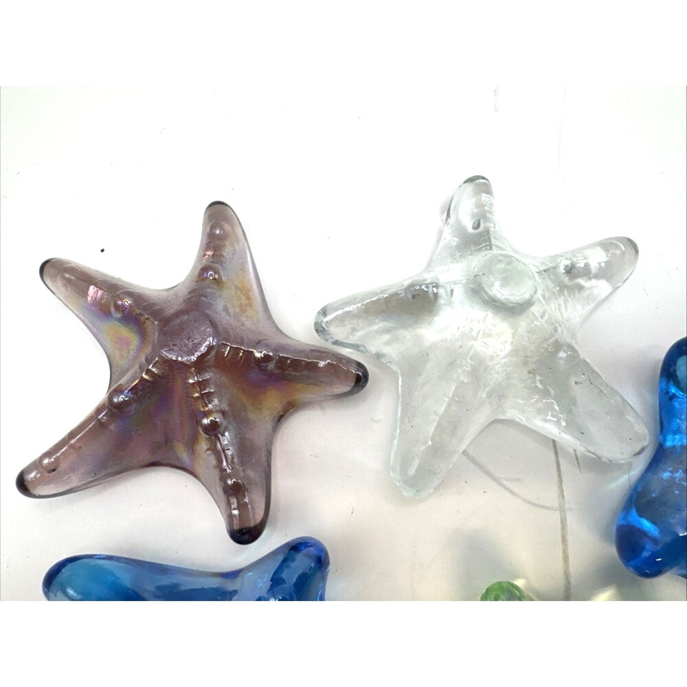 lot of 9 Vintage Art Glass Iridescent Starfish Sea Fish Paperweight Ocean Decor - Picture 2 of 7